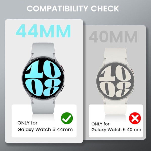 [2 i 1] Vandtæt etui til Galaxy Watch 7 6 5 4 FE 44mm 40mm, 360° beskyttende hård PC front- og bagkofanger med hærdet glas skærmbeskytter til
