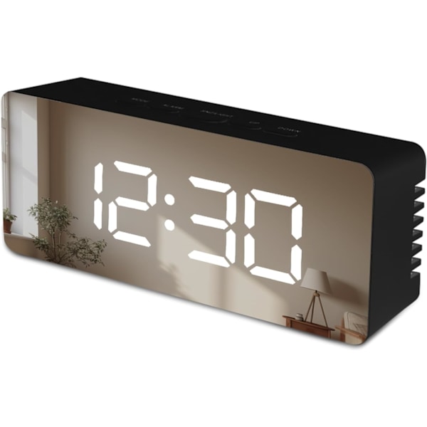 Digital väckarklocka för sovrum, LED elektronisk väckarklocka, USB-port, Baery backup väckarklocka, justerbar ljusstyrka med temperatur/snooze 002