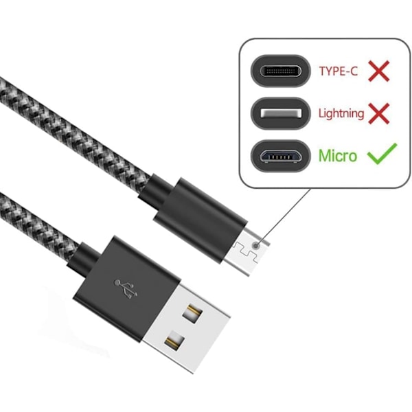 Micro USB-kabel Android-lader [6-pakning 5 fot] Nylonflettet hurtig