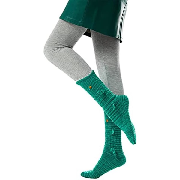 Krokodil Stickade Sockor - Vinter Varma Unisex Stickade Djurstrumpor (Grön)
