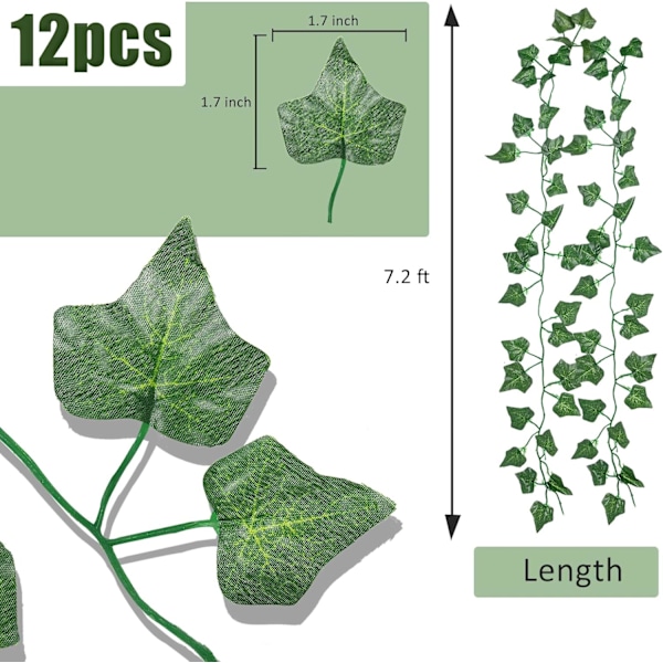86 FT Kunstig Vedbend Falsk Løvkrans Planter Vinstokke Løv Blomster