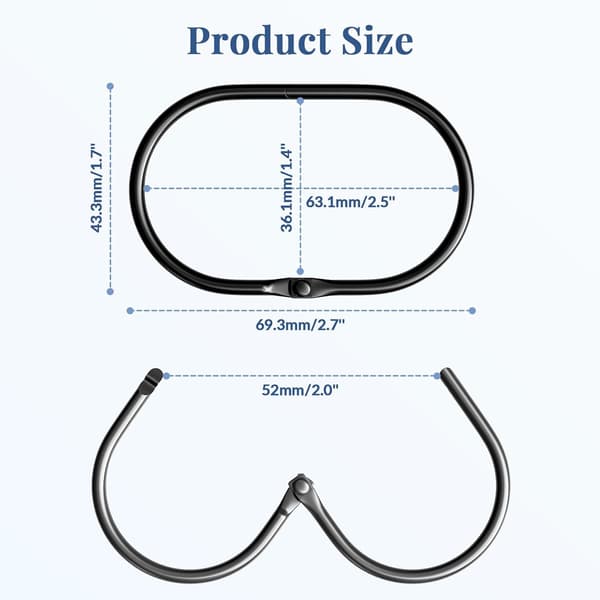 Duschdraperiringar, Bathway Duschdraperikrokar, Svarta Duschdraperikrokar Rostfria, Anti-Drop Släta Duschringar för Draperi, 12 st
