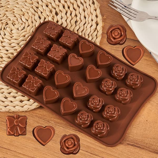 2 stk. chokoladeforme, chokoladeforme, 24 hulrum, silikoneforme, non-stick form til chokolade, 3D silikoneform til kage, chokolade