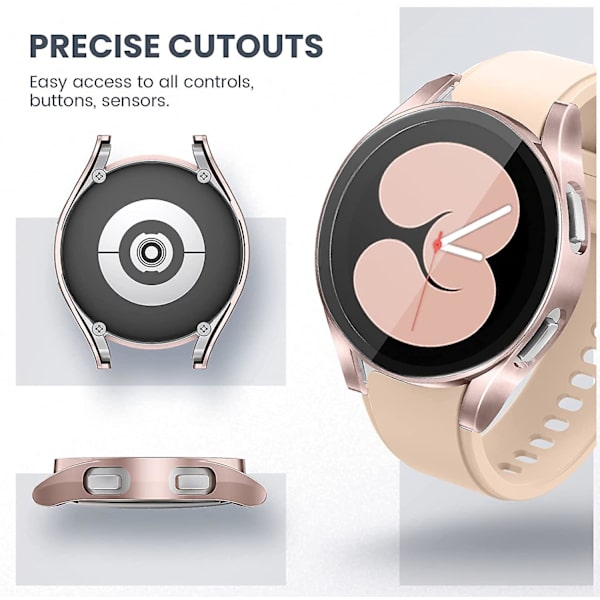 Glass+etui til Samsung Galaxy Watch 4 44mm 40mm tilbehør Pc All-around Anti-fall Bumper Cover+skærmbeskytter Galaxy Watch4 red Galaxy watch 4 40mm