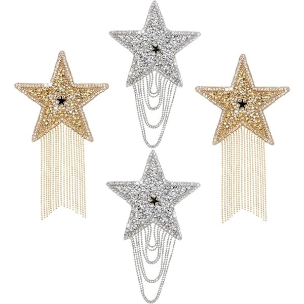 Rhinestone Star Applique Patch til Tøj DIY
