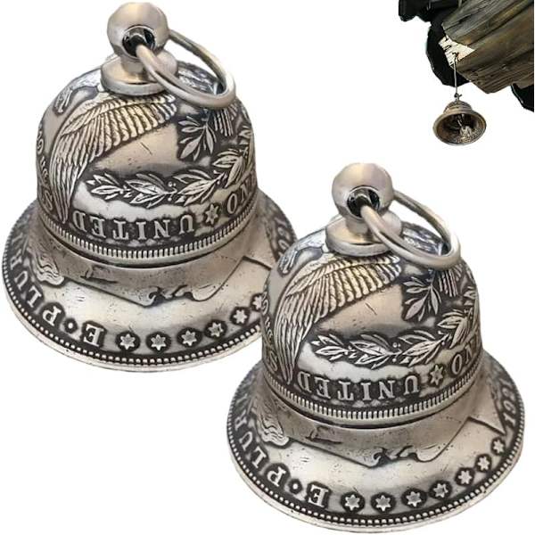 Morgan Silver Dollar Bell Sølv Mønt Klokker Antik Metal Hængende Klokke Ornamenter Halloween Heks Sølv Klokker Dekorationer Hjem Indretning Mønter Håndværk