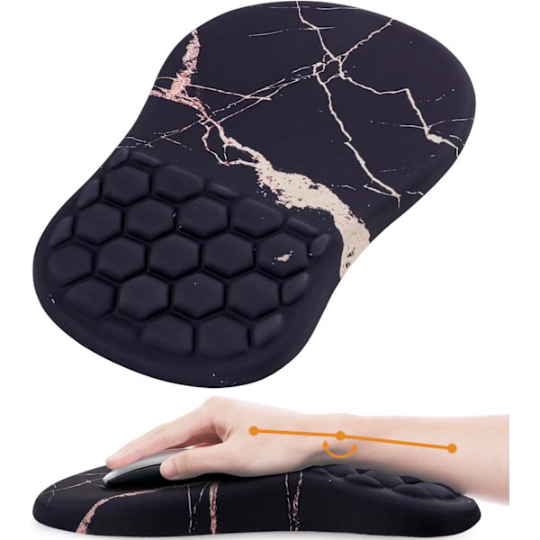 Musmatta handledsstöd, ergonomisk musmatta med handledsstöd, bekväm datormusmatta för bärbar dator, smärtlindrande musmatta med halkfri PU