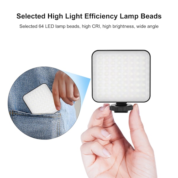 PULUZ 64 LED mini täyttövalo taskuvalo digitaalikameran valokuvausvalo salamakenkä led neliövalo