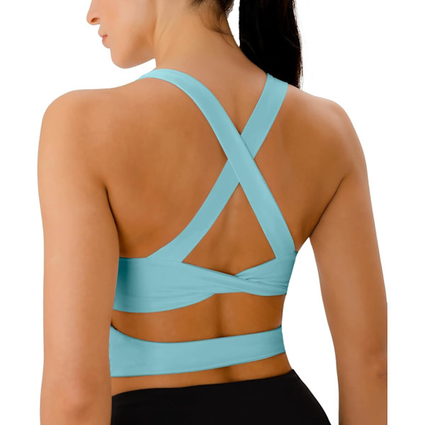Sport-BH för kvinnor Criss-Cross Back vadderade träningstankar Medium Support