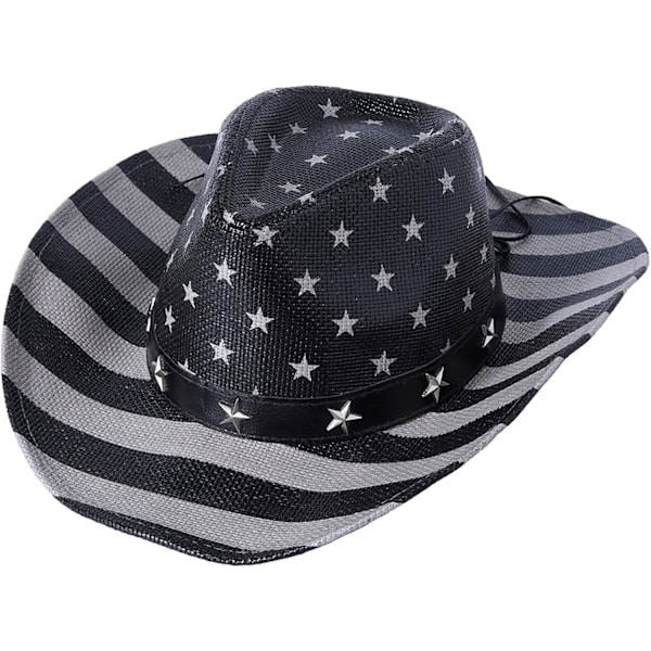 Cowboyhatte. Klassisk amerikansk flag sommer solhat vestlig cowboyhat stråhat