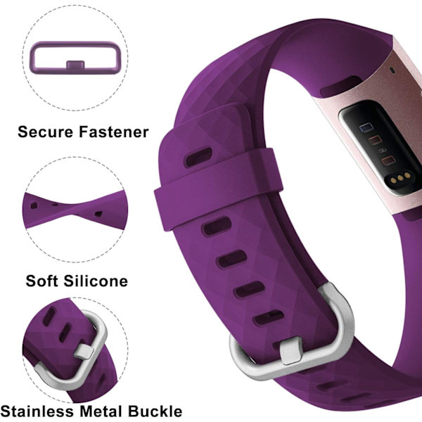 Kompatibel med Fitbit Charge 3/4 rem - Vandtætte silikone udskiftning sport armbånd (4 pakke, lille/stor)
