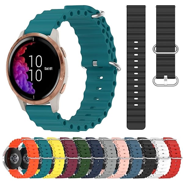 För Garmin Venu 20mm Ocean Style Silikon Solid Color Watch Band JTT White