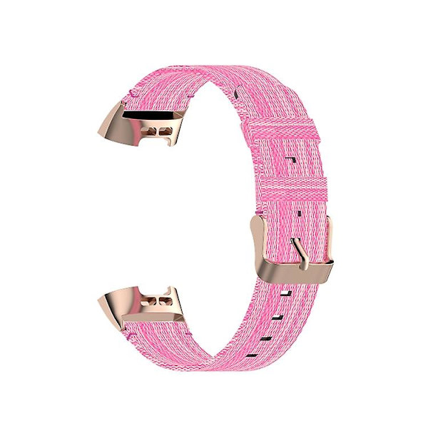 For Fitbit Charge 4 / Charge 3 Se Rustfrit Stål Hovedkorn Nylon Denim Udskiftningsrem Urrem MVZ Pink