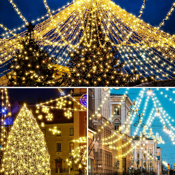 750 LED julelys utendørs innendørs varmt hvitt 8 moduser vanntett juletrelyskjede uteplass hagefest bryllup ferie varmt