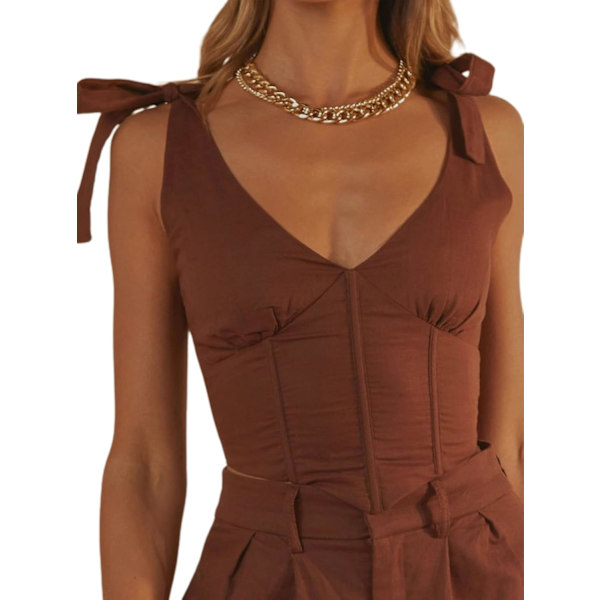 Kvinners Sexy Bustier Crop Top med Stropper og Asymmetrisk Design