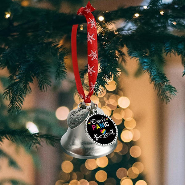 Pansexuell LGBT Pride Silver Bell Ornament Julgrans Klockor med Röd Lanyard Metall Xmas Hängande Dekorationer för Semesterfest