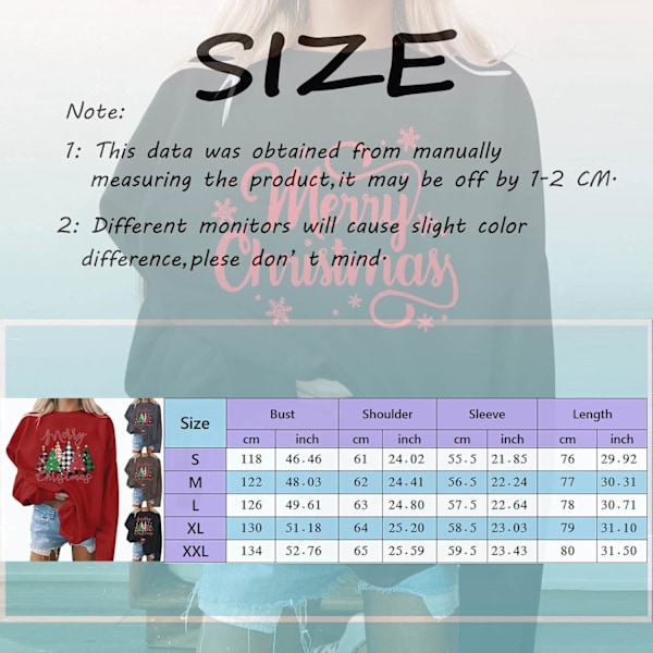 Långärmad Crewneck Jultröjor för Kvinnor Casual Pullover Toppar