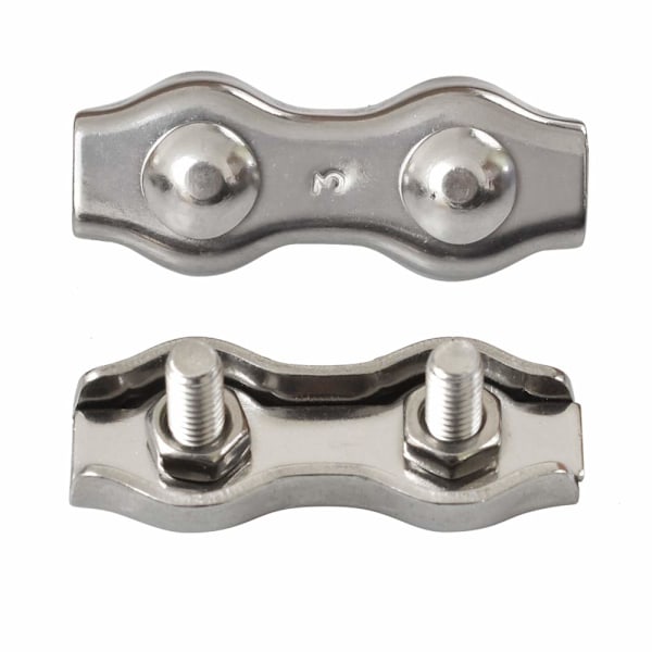 1/8 tommer M3 rustfritt stål Duplex 2-polet kabelklemme