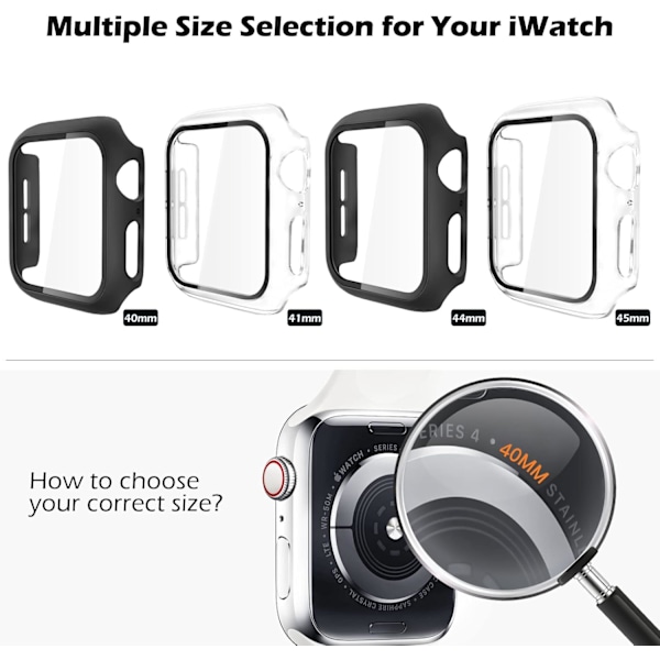 2-pack hårt PC-fodral kompatibelt med Apple Watch SE/Series 6/5/4 40mm
