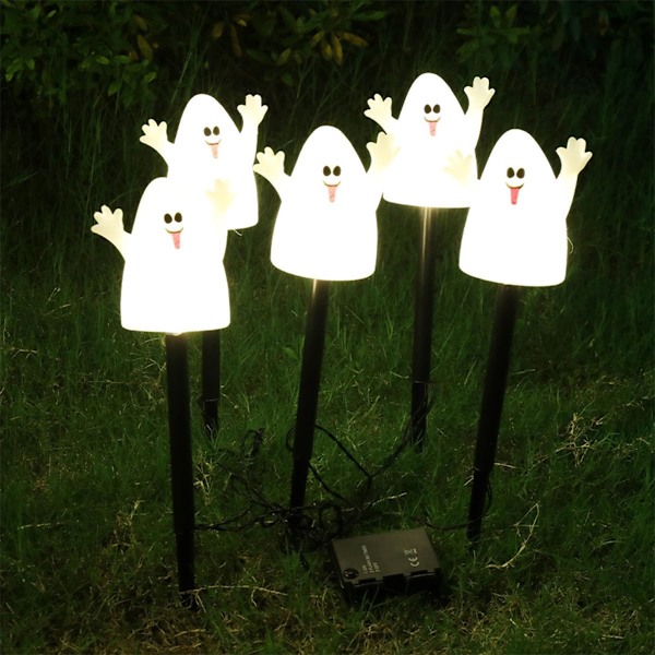 Ghost Light trädgårdslampor 5 i 1 Halloween ljusslinga solcells Halloween dekorativa LED-lampor utomhus vattentäta spökpinnlampor för utomhusbruk
