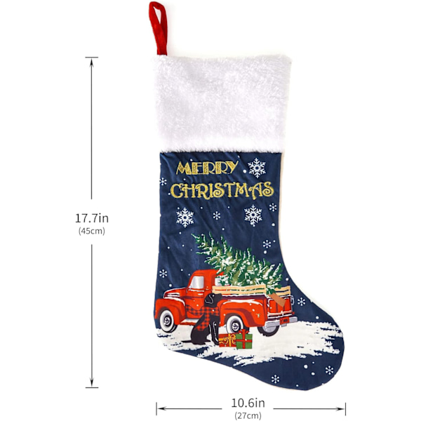 Blåopplyste julestrømper - Plysj fløyelstrømper for juledekorasjon (2-pakning)