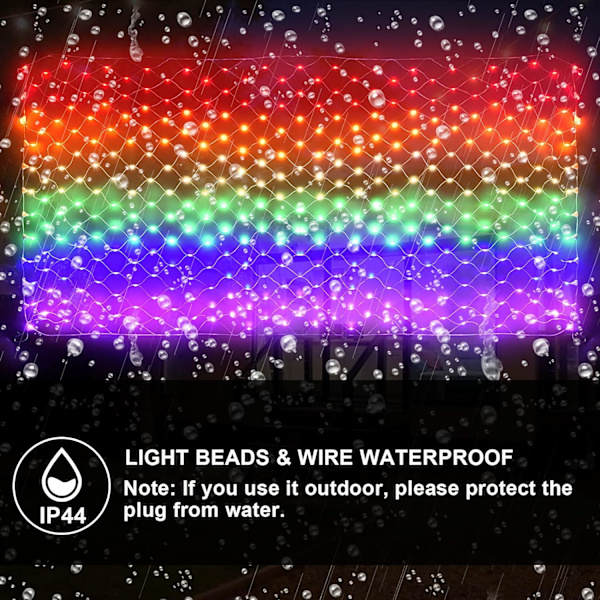 384 LED Pride-flagglys, 6,6 fot x 3,3 fot, utendørs regnbuedekorasjonslys, 8 moduser, lavt energiforbruk, IP44 vanntett, for hagejul