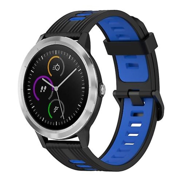 Vertikal mönstrad tvåfärgad silikonklockarmband för Garmin Vivoactive3 20 mm SGR Black-Blue