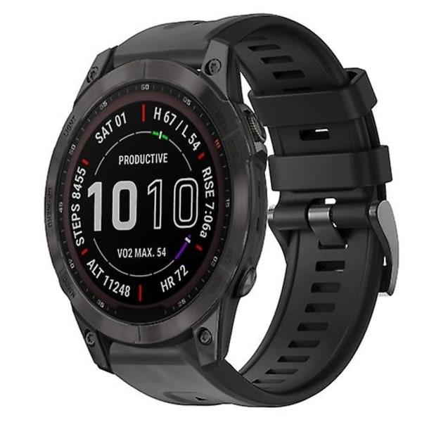 Til Garmin Fenix 7 Sapphire Solar Metal Spænde Solid Color Silikonurrem OEM Black