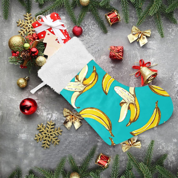 Julklapp, Personliga Julklappsstrumpor 2-pack Bananmönster 45,7 cm Julstrumpor Hängande Ornament Kamin för Träddekoration 17