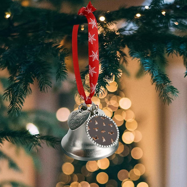 Basset Hound Hund Sølv Klokke Ornament Juletræ Klokker med Rød Lanyard Metal Xmas Hængende Dekorationer til Feriefest  Kærlighedsklokke  Kærlighed