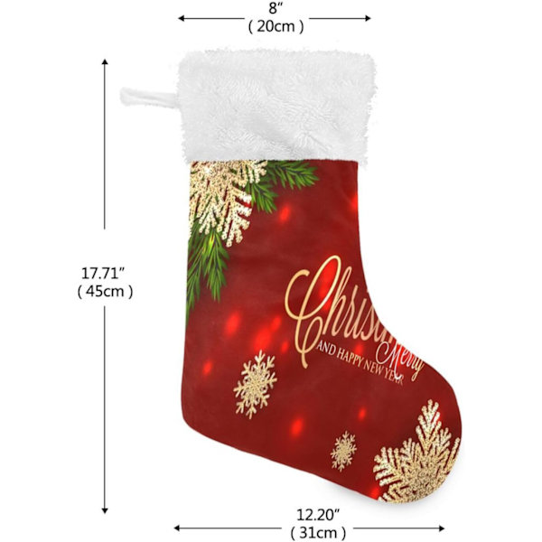Julklapp, Personliga Julklappsstrumpor 2-pack Jul Röd Julstjärna Gyllene Snöflingor 45,7 cm Julstrumpor Hängande