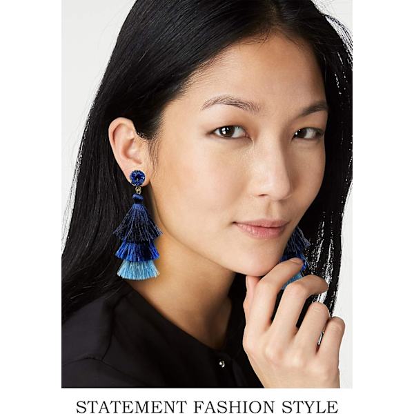 Färgglada flerskiktade tofspendientes bohemiska flerskiktade tofsdruzy stud dangle drop