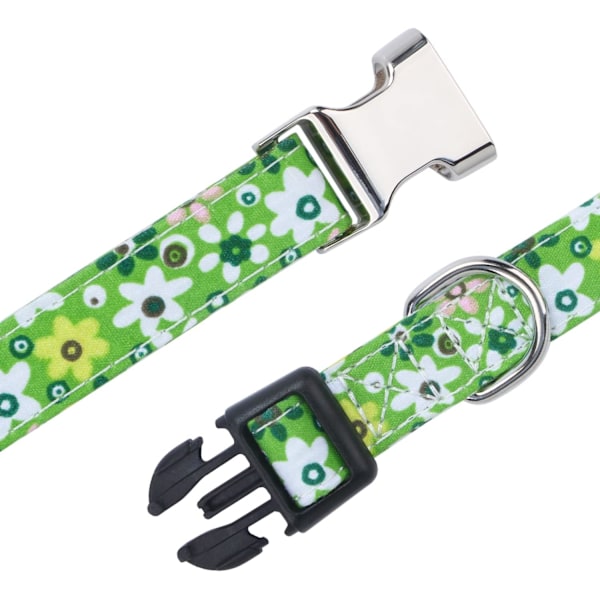 Flickhalsband för flickhundar - Ros, solros, tusensköna och leopardmönster i storlekarna small, medium och large för hundar - Daisy Green L Daisy Green L (hals 16-22,5 tum)