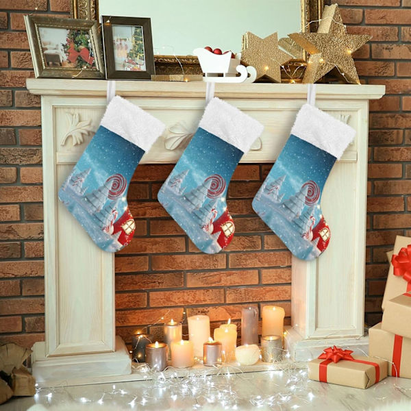 Julklapp, Personliga Julklappsstrumpor 2-pack Sagohus Jul Magisk Skog 45,7 cm Julstrumpor Hängande Ornament Kami