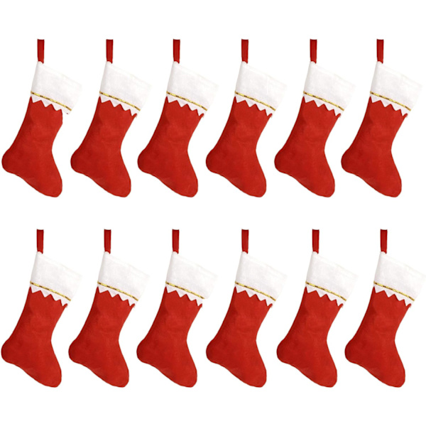12-pack röda filtjulstrumpor i bulk 15\" Xmas-strumpor för öppen spis