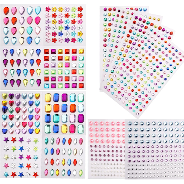 Stick on Gems (1200 st) - Selvhheftende Rhinestone Stickers