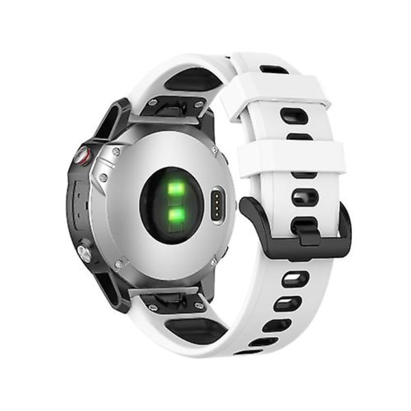 22mm Snabbkoppling Tvåfärgad Silikonklockarmband För Garmin Fenix 7 / Epix UWS White Black