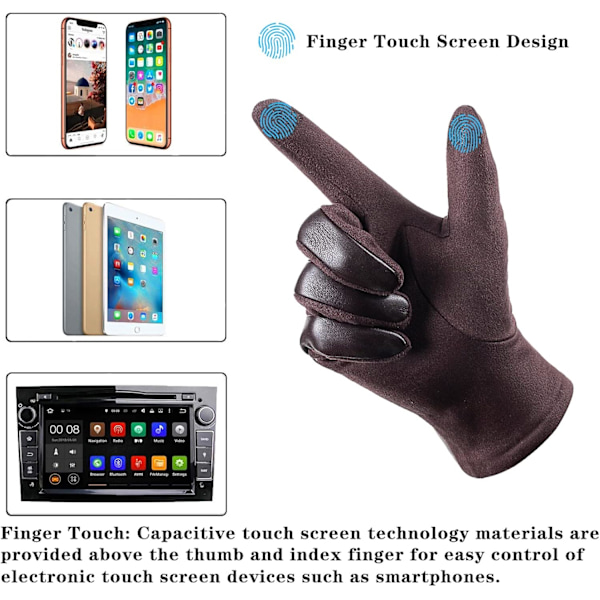 Vintermode Läderhandskar för Män. Med Touch Screen Texting Finger Ull