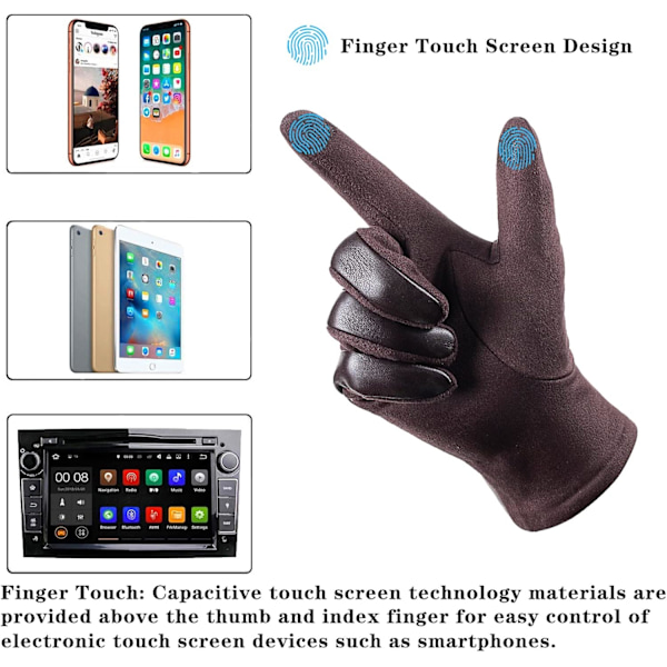 Vintermode læderhandsker til mænd. Med touch screen texting finger uld