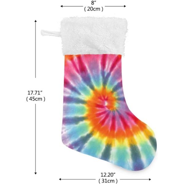 Jule-Strømpe, Personlige Jule-Strømper 2-pak Rainbow Tie Dye 45,7 cm Jule-Strømper Hængende Ornament Pejs til Trædekoration