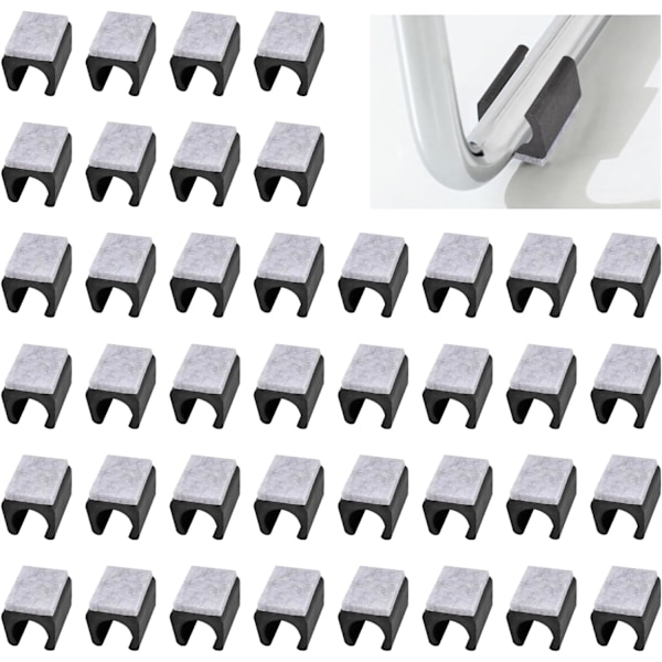 Stolskydd, 40 st plaststolsben golvskydd med filt dynor, U-formade stolsrör golvskydd halkfria rektangel stolsben spetsar lock