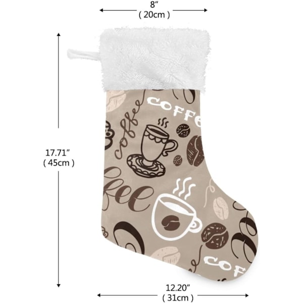 Julklapp, personliga julklappsstrumpor 2-pack Kaffeekonst 45,7 cm Julstrumpor Hängande Ornament Kamin för träddekoration 17,7