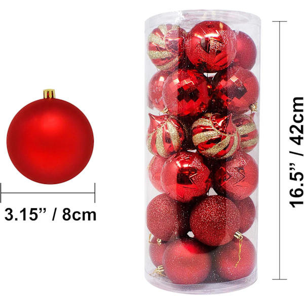 24 st 3,15'' julgranskulor, krossäkra julgranskulor