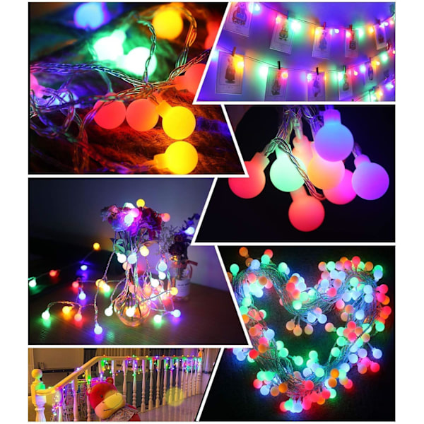 Batteridrevet USB 2 i 1 lyslenke - 40ft 100 LED globe lyslenke med timer og minnefunksjon og 8 moduser lyslenke for jul
