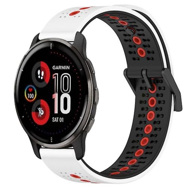 För Garmin Venu 2 Plus 20mm Trefärgad Andningsbar Silikonklockarmband DWZ White-Black-Red