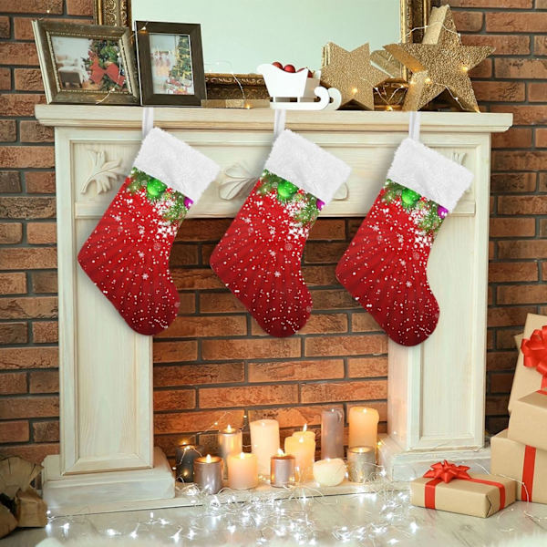 Julklapp, Personliga Julklappsstrumpor 2-pack Julgranspynt Snöflingor 45,7 cm Julstrumpor Hängande Ornament Eldstad