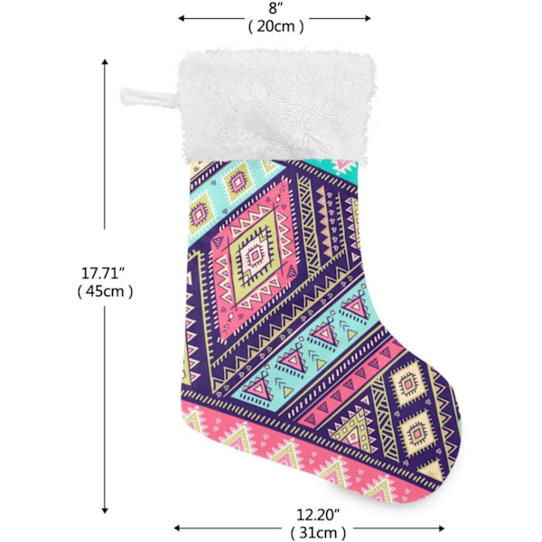 Jule-Strømpe, Personlige Jule-Strømper Sæt af 2 Aztekisk Print 45,7 cm Jule-Strømper Hængende Ornament Pejs til Trædekoration  1