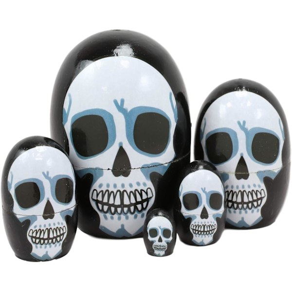 Ebros 5-delad set Fantasy Underworld Nesting Dolls Matroyshka Babushka Träfigurer 3,75\" Hög Ossuary Macabre Accent Statyer (Day of Day of