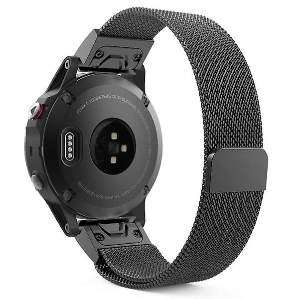 Til Garmin Fenix 5x Milan Metal Rustfrit Stål Metal Urrem LQT Black