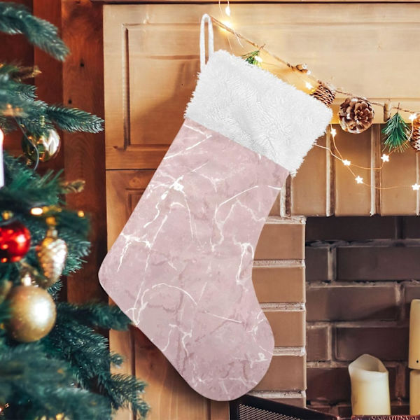 Julklapp, personliga julklappsstrumpor 2-pack Rosapink Marmor 45,7 cm Julstrumpor Hängande Ornament Kamin för träddekoration